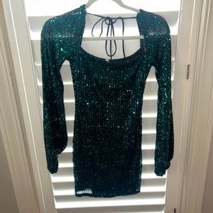 Lucy in the Sky Emerald Green Sparkle Mini Dress